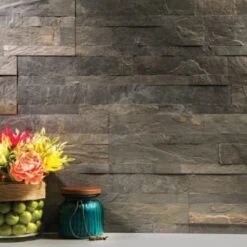 Aspect Stone 5.9x23.6 Peel & Stick Backsplash In Iron Slate -Camebridge Shop 149857 3 w LifestyleImage BUS Lg