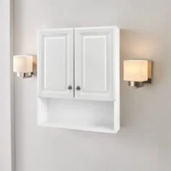 GENERIC 23-1/8 W X 27-7/8 Inch H Framed Surface-Mount Bathroom White Medicine Cabinet -Camebridge Shop 212083 LifestyleImage Lg