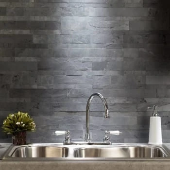 Aspect Stone 6-In X 24-In Stone Peel And Stick Backsplash In Charcoal Slate 17 Aspect Stone 6-In X 24-In Stone Peel And Stick Backsplash In Charcoal Slate - Image 15