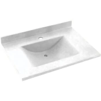Swan® White Contour Solid Surface Single Bowl Vanity Top 22" X 31" 3 Swan® White Contour Solid Surface Single Bowl Vanity Top 22" X 31"