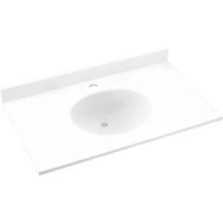 Swan® White Ellipse Solid Surface Single Bowl Vanity Top 22" X 37"