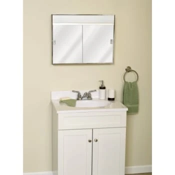 Zenith 24.38 In. X 19.5 In. Lighted Sliding Door Surface-Mount Medicine Cabinet In Chrome 4 Zenith 24.38 In. X 19.5 In. Lighted Sliding Door Surface-Mount Medicine Cabinet In Chrome - Image 2
