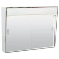 Zenith 24.38 In. X 19.5 In. Lighted Sliding Door Surface-Mount Medicine Cabinet In Chrome 9 Zenith 24.38 In. X 19.5 In. Lighted Sliding Door Surface-Mount Medicine Cabinet In Chrome -Camebridge Shop 245816 DetailedProductView4 Lg