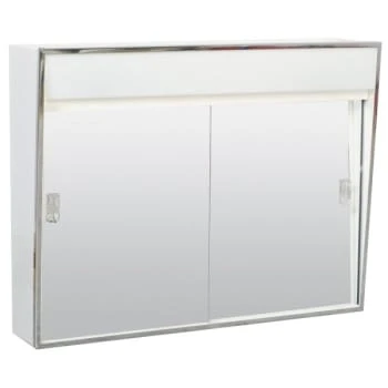 Zenith 24.38 In. X 19.5 In. Lighted Sliding Door Surface-Mount Medicine Cabinet In Chrome 6 Zenith 24.38 In. X 19.5 In. Lighted Sliding Door Surface-Mount Medicine Cabinet In Chrome - Image 4