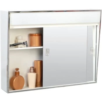 Zenith 24.38 In. X 19.5 In. Lighted Sliding Door Surface-Mount Medicine Cabinet In Chrome 3 Zenith 24.38 In. X 19.5 In. Lighted Sliding Door Surface-Mount Medicine Cabinet In Chrome