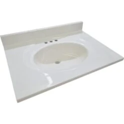 Modular Vanity Tops 31 X 22 White Swirl Cultured Marble Vanity Top And Bowl