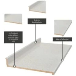 Hampton Bay Formica 8' Countertop, Matte Sea Salt, Waterfall Edge, Backsplash -Camebridge Shop 297011 DetailedProductView4 Lg