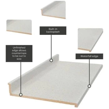 Hampton Bay Matte Sea Salt Laminate Countertop, 10' Waterfall Edge & Backsplash 7 Hampton Bay Matte Sea Salt Laminate Countertop, 10' Waterfall Edge & Backsplash - Image 5