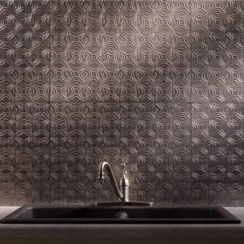 Fasade 18x24 Lotus Backsplash Panel, Brushed Nickel, Package Of 5 4 Fasade 18x24 Lotus Backsplash Panel, Brushed Nickel, Package Of 5 - Image 2