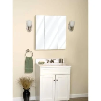 Zenith 24w X 26" Surface Mount Beveled Tri-View Mirrored Medicine Cabinet 4 Zenith 24w X 26" Surface Mount Beveled Tri-View Mirrored Medicine Cabinet - Image 2