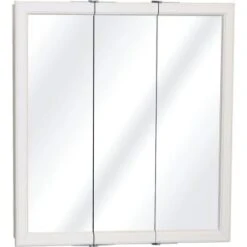 Zenith 30w X 26" Surface Mount White Tri-View Wood Mirrored Medicine Cabinet