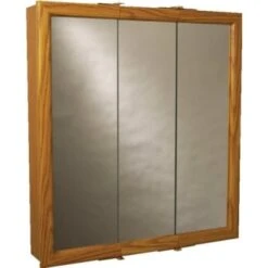 Zenith 24w X 26" Surface Mount Oak Tri-View Wood Mirrored Medicine Cabinet 7 Zenith 24w X 26" Surface Mount Oak Tri-View Wood Mirrored Medicine Cabinet -Camebridge Shop 404456 V Lg