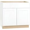 Hampton Bay 36x34.5x24" White Raised Panel Base Kitchen Cabinet W/drawer Glides 1 Hampton Bay 36x34.5x24" White Raised Panel Base Kitchen Cabinet W/drawer Glides -Camebridge Shop 999753 MainProductImage Lg