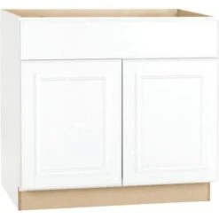 Hampton Bay 36x34.5x24" White Raised Panel Base Kitchen Cabinet W/drawer Glides